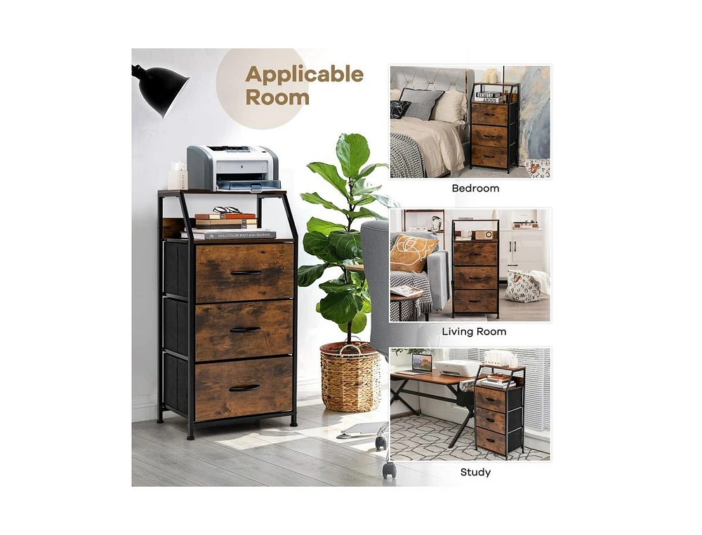 Slickblue Freestanding Cabinet Dresser with Wooden Top Shelves