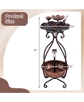 Slickblue Solar Outdoor Bird Bath Feeder Combo with Flower Planter Pedestal and Solar Lights
