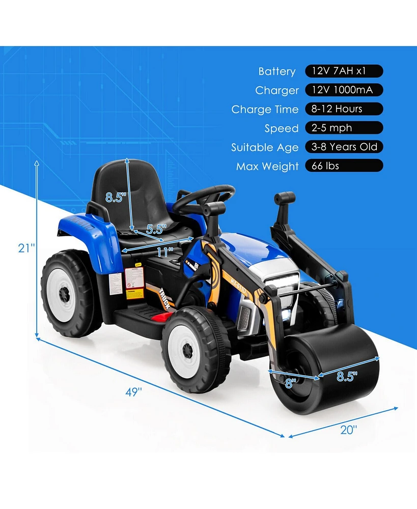 Slickblue 12V Kids Ride on Road Roller with 2.4G Remote Control