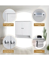 Sugift Wall Mounted Bathroom Storage Medicine Cabinet with Towel Bar