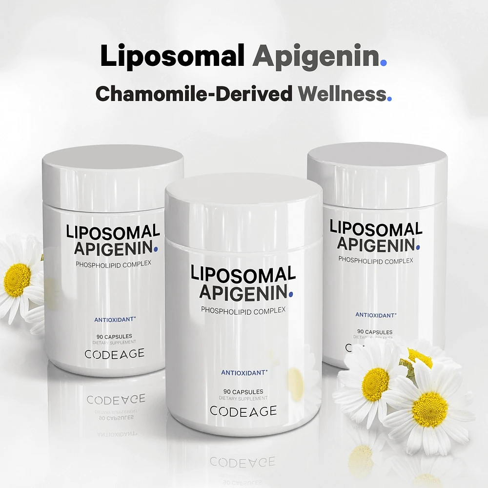 Codeage Liposomal Apigenin Supplement, 3-Month Supply, Daily Flavonoid Chamomile Extract, Liposomal Phospholipid Complex, Non