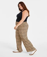 On 34th Trendy Plus Leopard Printed Wide-Leg Pants, Created for Macy's