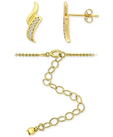 Giani Bernini 2-Pc. Set Cubic Zirconia Swirl Pendant Necklace & Matching Stud Earrings in 18k Gold-Plated Sterling Silver, Created for Macy's