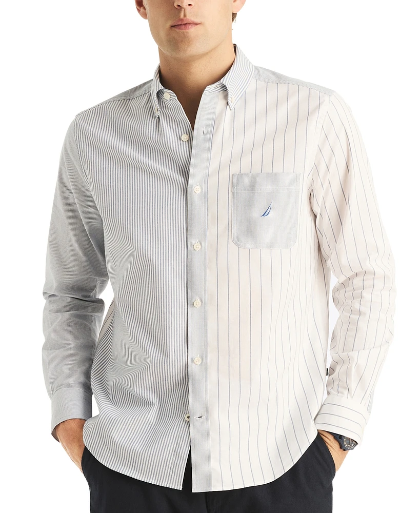 Nautica Men's Long Sleeve Button-Down Striped Oxford Shirt