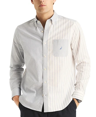 Nautica Men's Long Sleeve Button-Down Striped Oxford Shirt