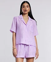 Bcbg New York Women's Short-Sleeve Button-Up Shirt