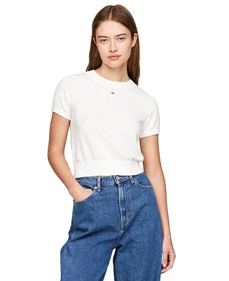 Tommy Jeans Women's Cropped Short-Sleeve Sweater