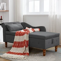 Modern Velvet Chaise Lounge with Storage & Pillow