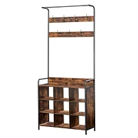 Hall Tree Coat Rack with 7 Hooks and Storage