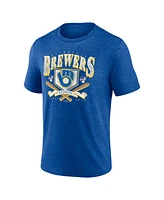 Fanatics Men's Heather Royal Milwaukee Brewers Home Team Tri-Blend T-Shirt