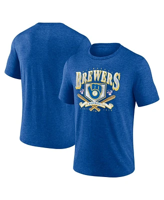 Fanatics Men's Heather Royal Milwaukee Brewers Home Team Tri-Blend T-Shirt