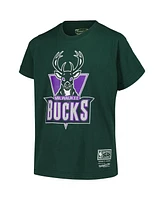 Mitchell & Ness Big Boys and Girls Hunter Milwaukee Bucks Hardwood Classics Retro Logo T-Shirt