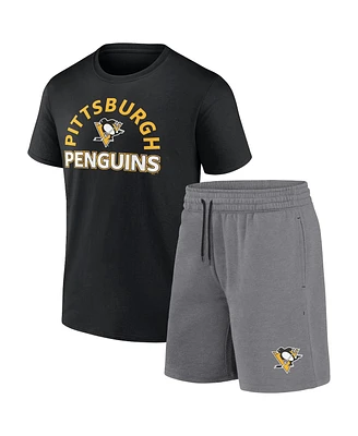 Fanatics Men's /Heather Pittsburgh Penguins Humble Combo Pack T-Shirt Shorts