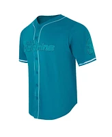 Pro Standard Men's Aqua Miami Dolphins Triple Tonal Mesh Button-Up Shirt