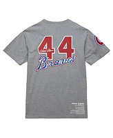 Mitchell & Ness Men's Hank Aaron Heather Gray Atlanta Braves Cooperstown Collection Legends T-Shirt