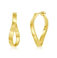 Simona Gold Plated Over Sterling Silver 4x31mm Wavy Hoop Earrings