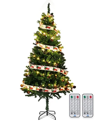 Yescom Christmas Tree Artificial with Lights,6Ft Green Xmas Tree,Foldable Hinged,670 Branch Tips