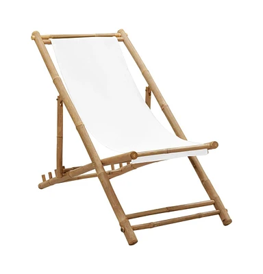 vidaXL Patio Deck Chair Bamboo and Canvas