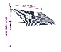 vidaXL Manual Retractable Awning with Led 98.4" Blue and White