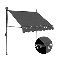 vidaXL Manual Retractable Awning with Led 78.7" Anthracite