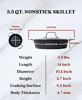 Alva Maestro Ceramic Nonstick Saute Frying Pan Skillet with Lid, Non-Toxic Oven Safe 3.5 Qt. Pan, Pfas, Pfoa & Ptfe Free, Compatible with All Cooktops