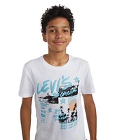 Levis Big Boys Doodle Summer Scenes Tee 511 Slim Fit Denim Shorts