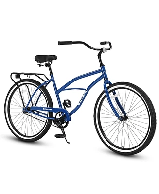 Simplie Fun 26" Beach Cruiser Bike for Men and Women, Steel Frame, Single Speed