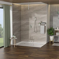 Ceiling Shower Set - 16 Inch Square Shower Set, Dual Shower Heads, Brushed Nickel