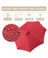 Yescom 9 Ft Wooden Patio Umbrella 8 Ribs Easy Tilt Table Parasol Outdoor Balcony Deck