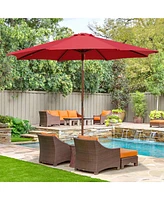 Yescom 9 Ft Wooden Patio Umbrella 8 Ribs Easy Tilt Table Parasol Outdoor Balcony Deck