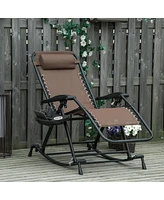 Streamdale Furniture Folding Brown Rocking Chair with Phone Holder