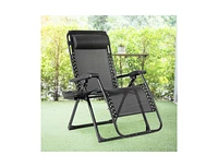 Slickblue Oversize Lounge Chair with Cup Holder of Heavy Duty for Outdoor
