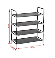 vidaXL Shoe Rack with Shelves Metal and Non-woven Fabric Black