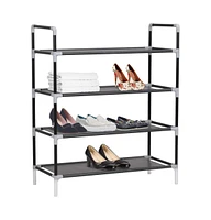 vidaXL Shoe Rack with Shelves Metal and Non-woven Fabric Black