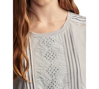 Lucky Brand Women's Embroidered Peplum Tee