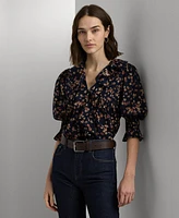 Lauren Ralph Women's Floral Puff-Sleeve Blouse