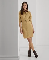 Lauren Ralph Women's Belted Long-Sleeve Shirtdress