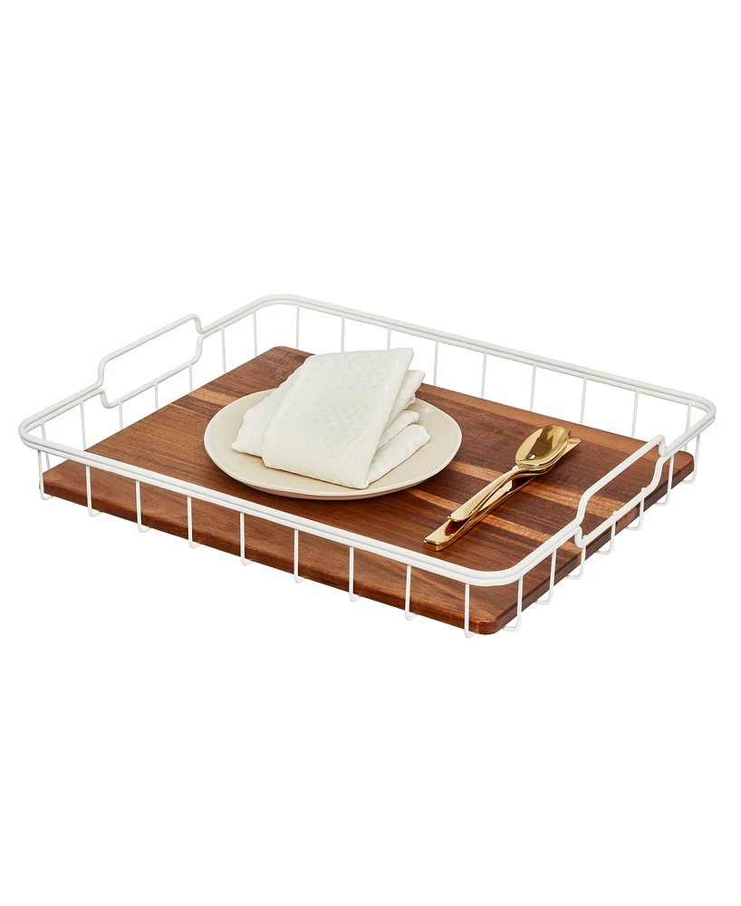 iDesign Wire and Acacia Wood Serving Tray