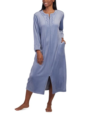 Miss Elaine Women's Embroidered Zip-Front Robe