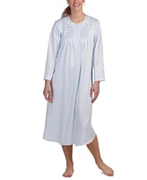 Miss Elaine Petite Embroidered Long-Sleeve Nightgown