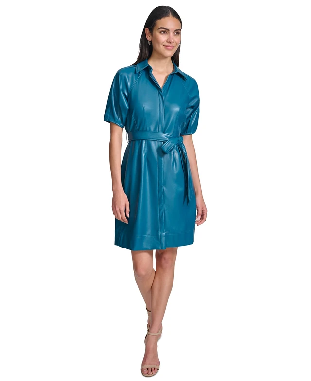 Home | Calvin Klein Women's Faux-Leather Belted Shirtdress at Plaza Las  Americas in San Juan, PR