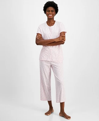 Charter Club Women's 2-Pc. Cotton Printed Cropped Pajamas Set, Created for Macy's