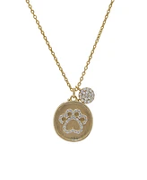 Macy's 14K Gold Plated Cubic Zirconia Dog Paw Disk Pendant Necklace