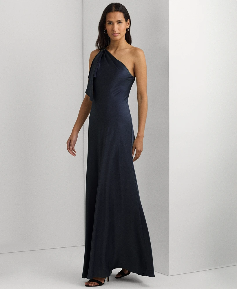 Lauren Ralph Women's One-Shoulder Satin Gown