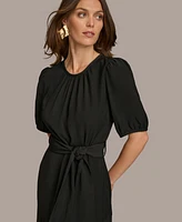 Donna Karan Women's Puff-Sleeve Belted A-Line Dress