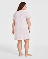 Charter Club Plus Size Cotton Ditsy Floral Henley Sleepshirt, Created for Macy's
