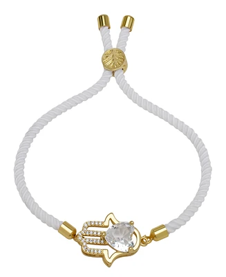 Macy's Cubic Zirconia Heart in Hamsa Adjustable Bracelet