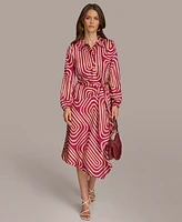 Donna Karan Women's Printed Button-Front Belted Dress