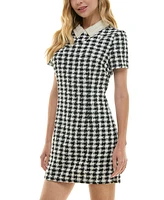 City Studios Juniors' Imitation Pearl Embellished-Collar Shift Dress