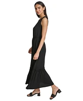 Calvin Klein Women's Cinched-Waist Ruffled-Hem Maxi Dress